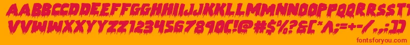 Zombiecontrolexpandital-Schriftart – Rote Schriften auf orangefarbenem Hintergrund