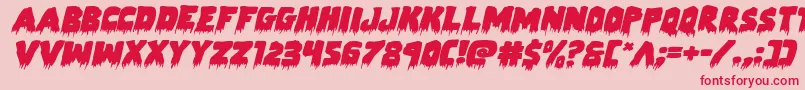 Weitere Informationen zur Zombiecontrolexpandital-Schriftart Zombiecontrolexpandital-Schriftart – Rote Schriften auf rosa Hintergrund