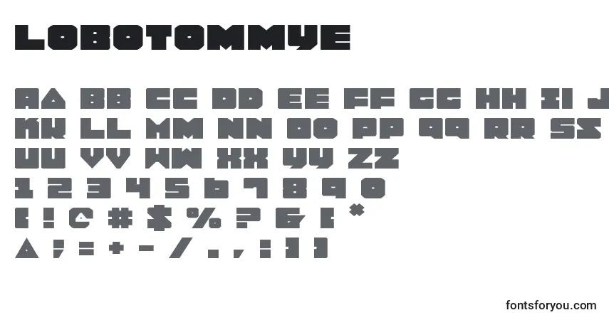 Schriftart Lobotommye – Alphabet, Zahlen, spezielle Symbole