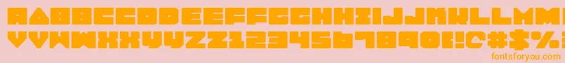 フォントLobotommye – オレンジの文字がピンクの背景にあります。