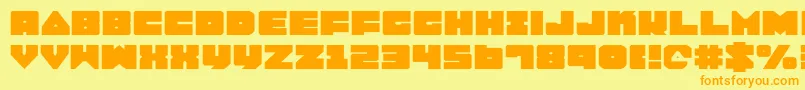 フォントLobotommye – オレンジの文字が黄色の背景にあります。