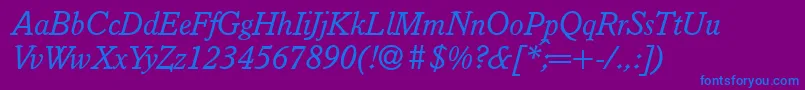 I832SlabItalic Font – Blue Fonts on Purple Background