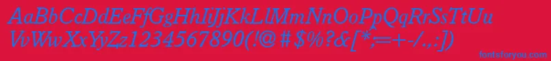 I832SlabItalic Font – Blue Fonts on Red Background