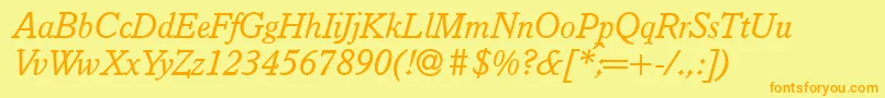 I832SlabItalic Font – Orange Fonts on Yellow Background