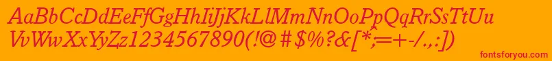 フォントI832SlabItalic – オレンジの背景に赤い文字