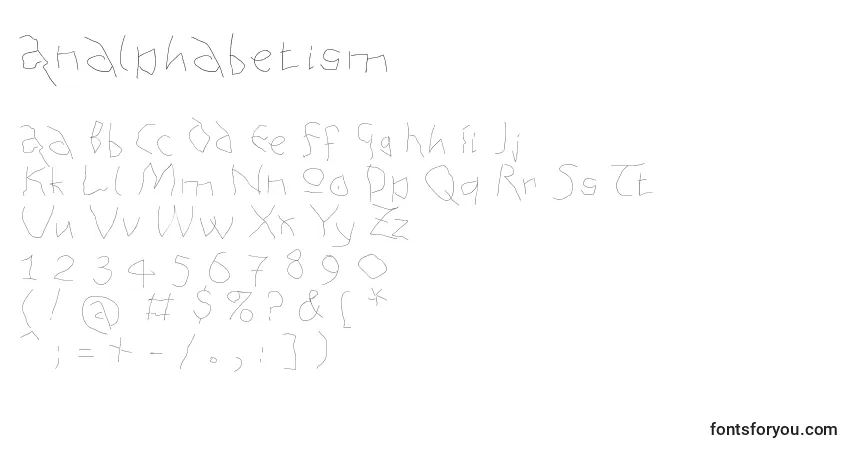 Czcionka Analphabetism – alfabet, cyfry, specjalne znaki