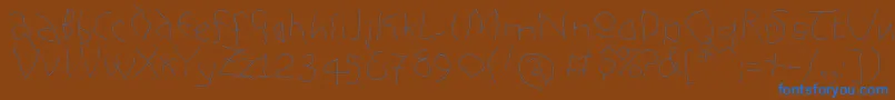 Analphabetism-Schriftart – Blaue Schriften auf braunem Hintergrund
