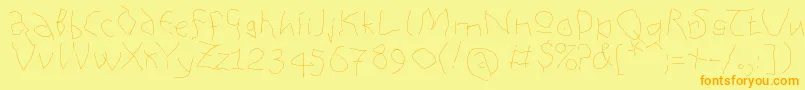 Analphabetism-Schriftart – Orangefarbene Schriften auf gelbem Hintergrund