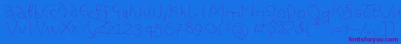 フォントAnalphabetism – 紫色のフォント、青い背景