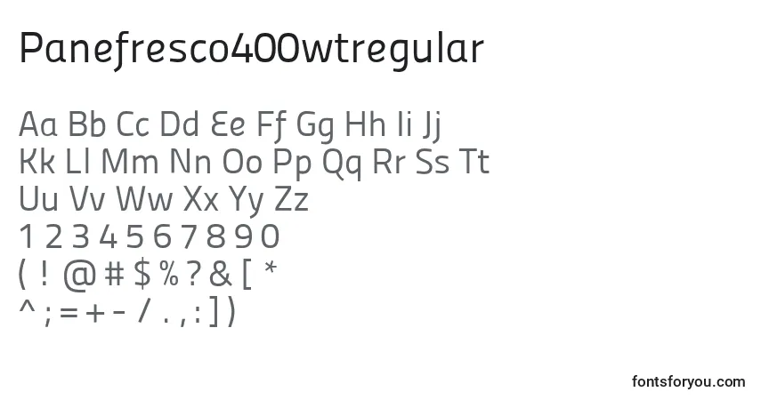 Schriftart Panefresco400wtregular – Alphabet, Zahlen, spezielle Symbole