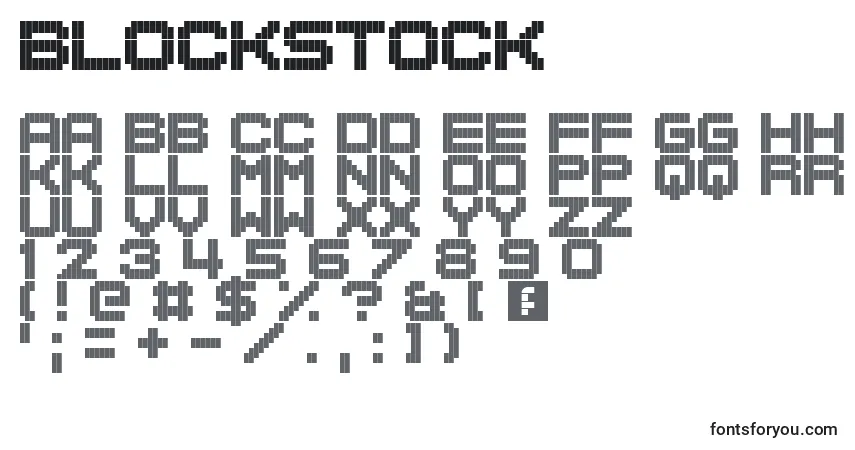 A fonte BlockStock – alfabeto, números, caracteres especiais