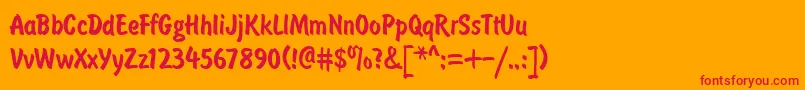 フォントBrushtype – オレンジの背景に赤い文字