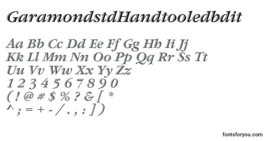 A fonte GaramondstdHandtooledbdit – alfabeto, números, caracteres especiais