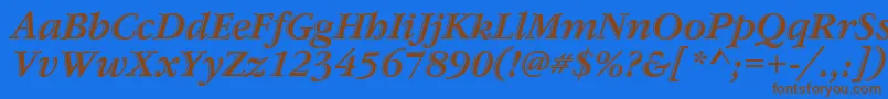 フォントGaramondstdHandtooledbdit – 茶色の文字が青い背景にあります。