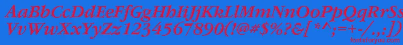 GaramondstdHandtooledbdit-fontti – punaiset fontit sinisellä taustalla