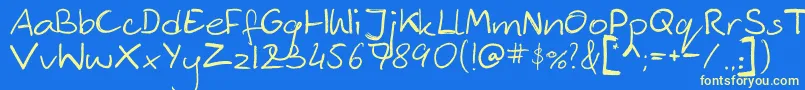 Ckjmyfont-fontti – keltaiset fontit sinisellä taustalla