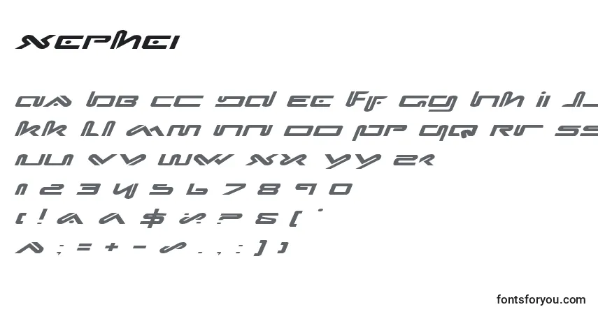 Schriftart Xephei – Alphabet, Zahlen, spezielle Symbole