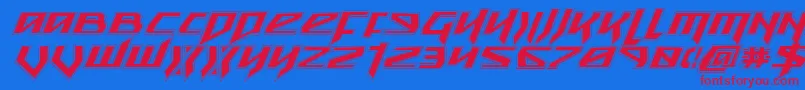 SnubfighterAcademyItalic-fontti – punaiset fontit sinisellä taustalla