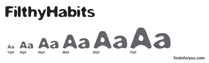 Размеры шрифта FilthyHabits