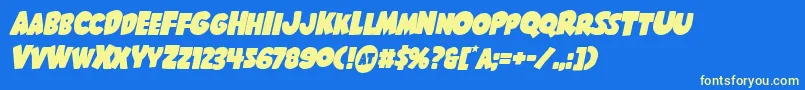Shablagooital Font – Yellow Fonts on Blue Background