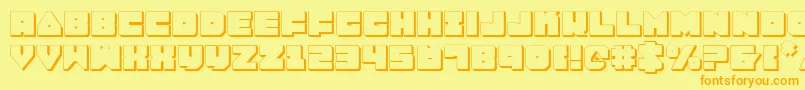 Lobotommy3D-fontti – oranssit fontit keltaisella taustalla