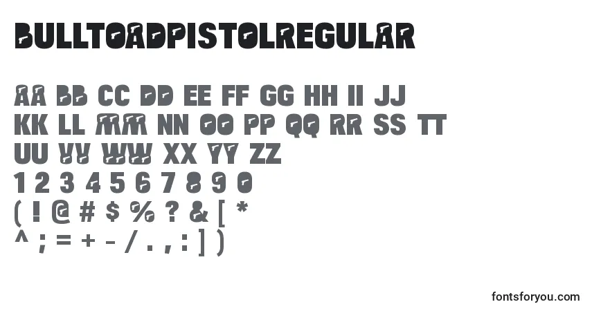 Czcionka BulltoadpistolRegular – alfabet, cyfry, specjalne znaki