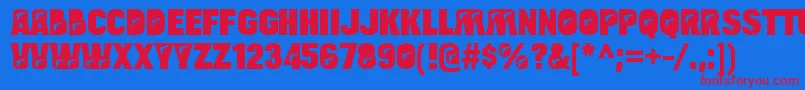 BulltoadpistolRegular Font – Red Fonts on Blue Background