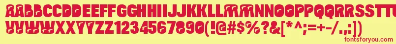 BulltoadpistolRegular Font – Red Fonts on Yellow Background