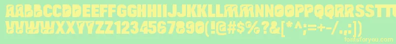 フォントBulltoadpistolRegular – 黄色の文字が緑の背景にあります