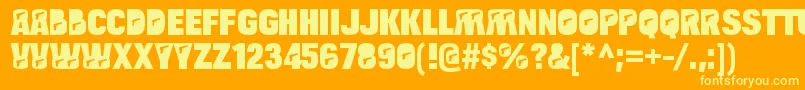 Fonte BulltoadpistolRegular – fontes amarelas em um fundo laranja