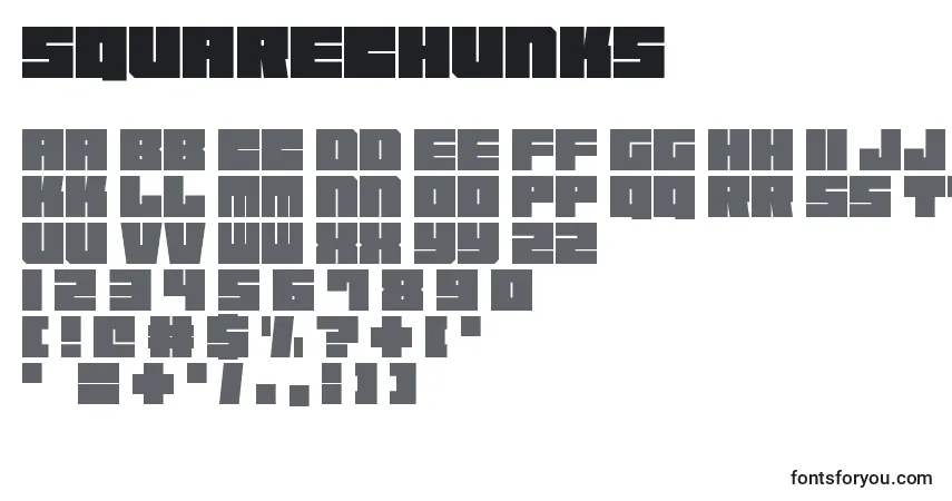 Police SquareChunks - Alphabet, Chiffres, Caractères Spéciaux
