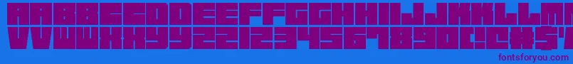 Czcionka SquareChunks – fioletowe czcionki na niebieskim tle