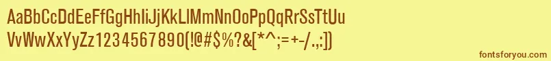 フォントAnconaNarrowRegular – 茶色の文字が黄色の背景にあります。