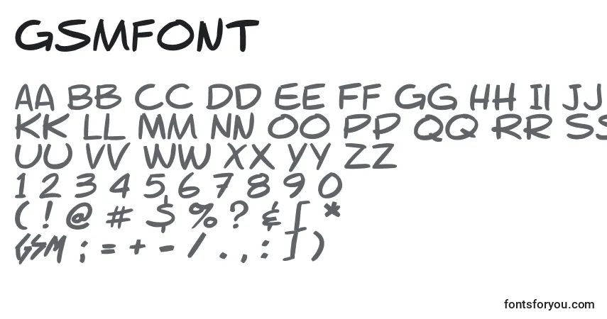 A fonte Gsmfont – alfabeto, números, caracteres especiais
