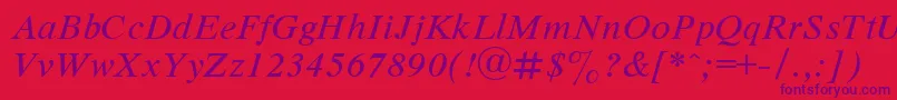 Czcionka DutchItalic – fioletowe czcionki na czerwonym tle