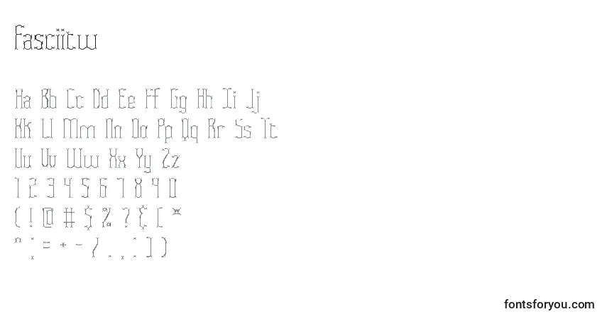 Czcionka Fasciitw – alfabet, cyfry, specjalne znaki