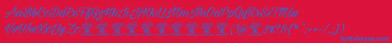フォントMilasiancircamediumpersonal – 赤い背景に青い文字