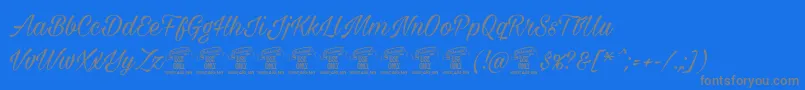 フォントMilasiancircamediumpersonal – 青い背景に灰色の文字