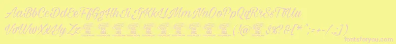 Шрифт Milasiancircamediumpersonal – розовые шрифты на жёлтом фоне