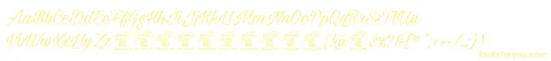 フォントMilasiancircamediumpersonal – 白い背景に黄色の文字