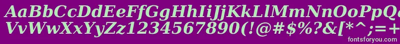 Dejavuserif Bolditalic Font – Green Fonts on Purple Background