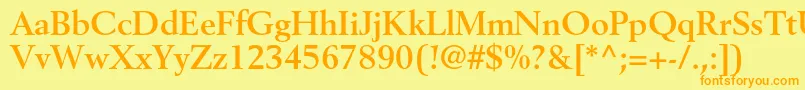 フォントBerlingltstdBold – オレンジの文字が黄色の背景にあります。