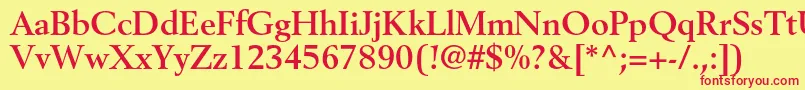 BerlingltstdBold-fontti – punaiset fontit keltaisella taustalla