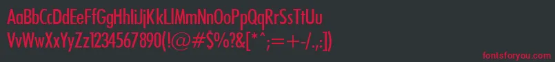フォントFuturaCondensedPlain.001.004 – 黒い背景に赤い文字