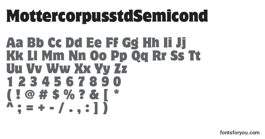 Czcionka MottercorpusstdSemicond – alfabet, cyfry, specjalne znaki