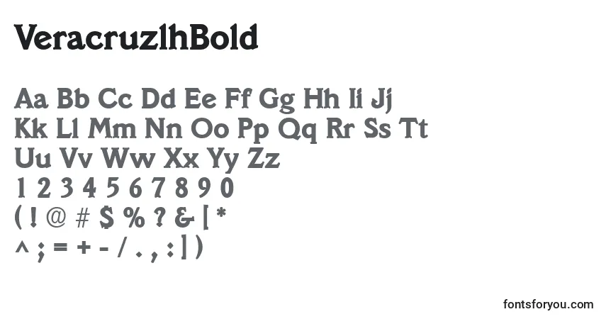 A fonte VeracruzlhBold – alfabeto, números, caracteres especiais