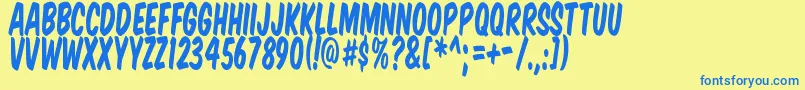 KomikaTitleTall Font – Blue Fonts on Yellow Background