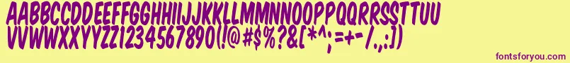 KomikaTitleTall Font – Purple Fonts on Yellow Background