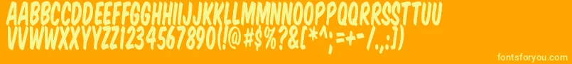 KomikaTitleTall-Schriftart – Gelbe Schriften auf orangefarbenem Hintergrund