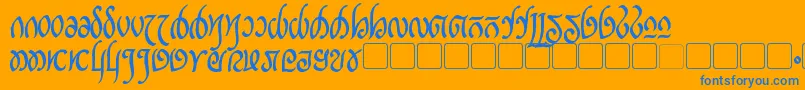 RellanicBold-Schriftart – Blaue Schriften auf orangefarbenem Hintergrund